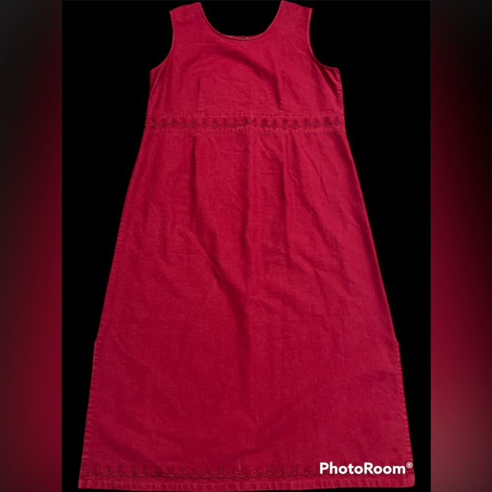 Sage Harbor Womens Maxi Long Red Linen Dress Medium